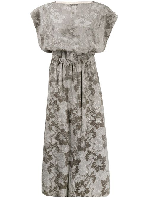 1996 floral jacquard dress - Grey
