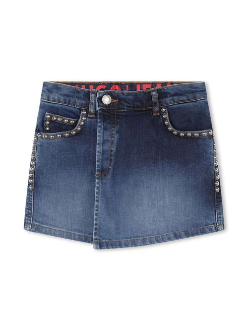 Stud-embellished denim skort - Blue