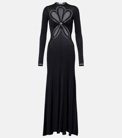 Cutout embellished jersey maxi dress