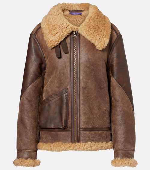 Shearling-trimmed leather jacket