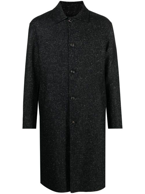 Single-breasted marled coat - Black