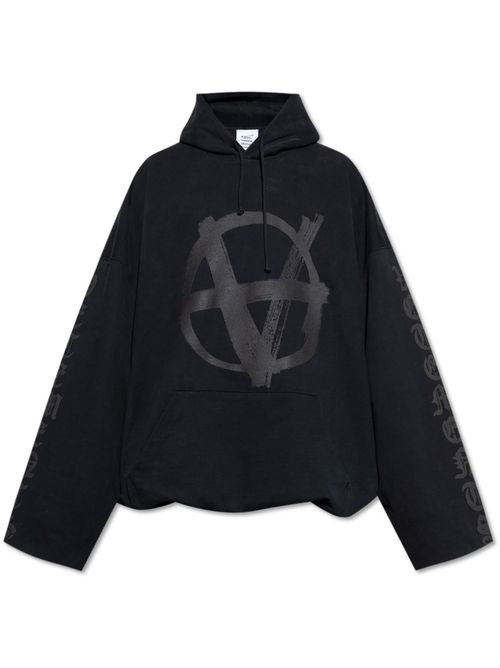 Logo-print hoodie - Black
