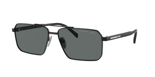 Prada Man Sunglass PR A57S - Frame color: Silver, Lens color: Dark Grey Flash Silver