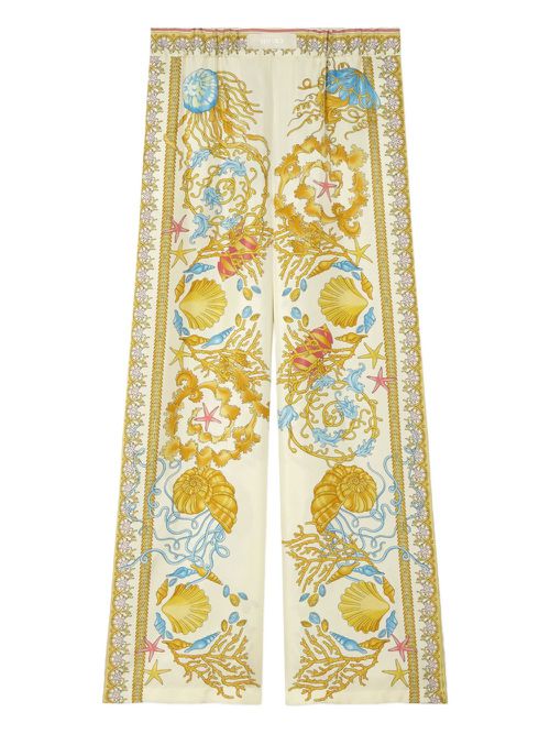 Versace Underwater Barocco silk trousers - Neutrals