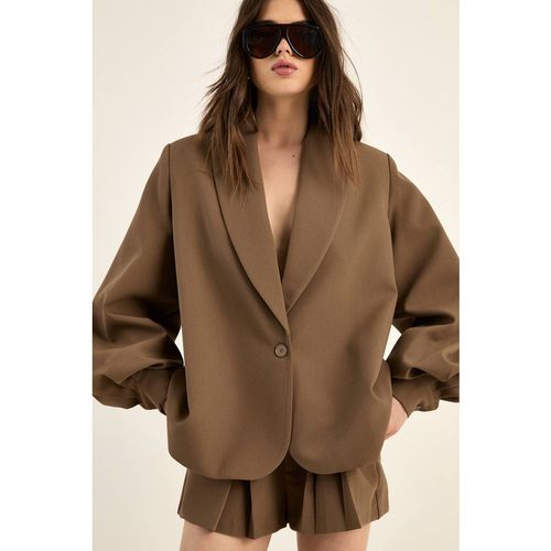 Nasty Gal Women's Tailored Oversized Balloon Sleeve Blazer Co-Ord in Brown