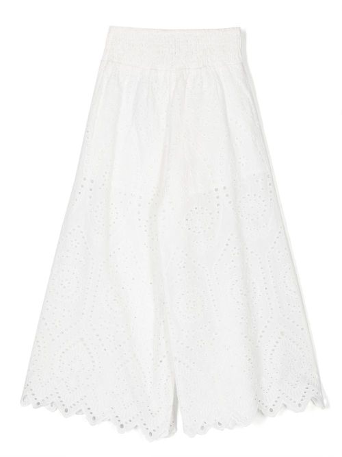 Cutwork detailing flared trousers - White