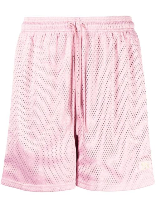 Logo-embroidered mesh track shorts - Pink