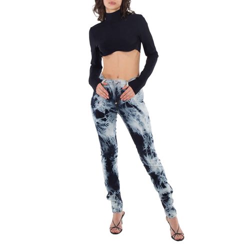 Bleached Denim High-Waist Jeggings
