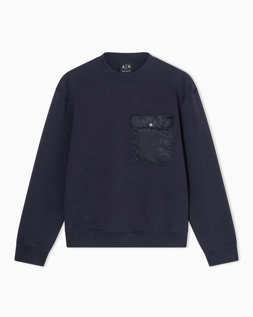 Crew neck sweatshirt with chest pocket