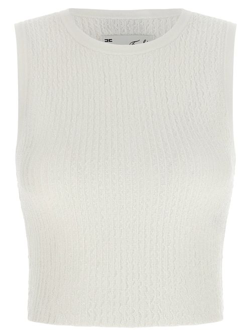 Ribbed Crop Tank Top — White