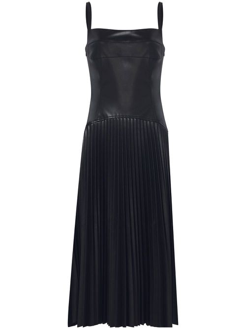 Pleated dropped waist dress - Black