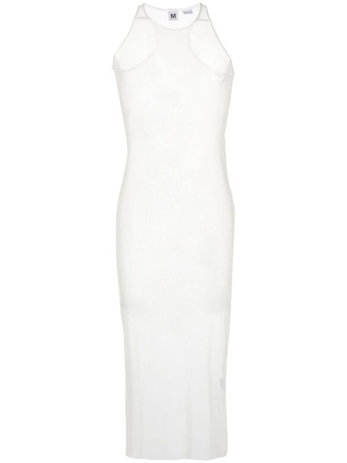 Sleeveless semi-sheer maxi tank top - White