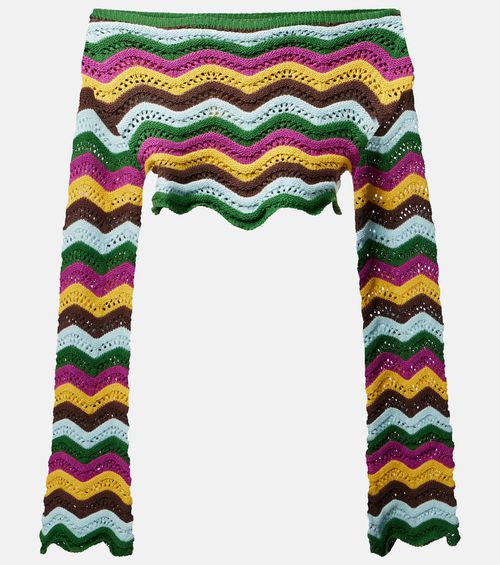 Helena striped cotton-blend crop top