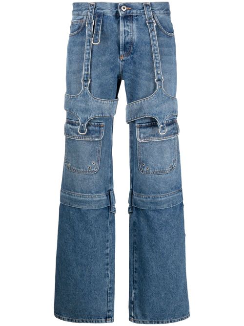 Cargo Zip straight-leg jeans - Blue