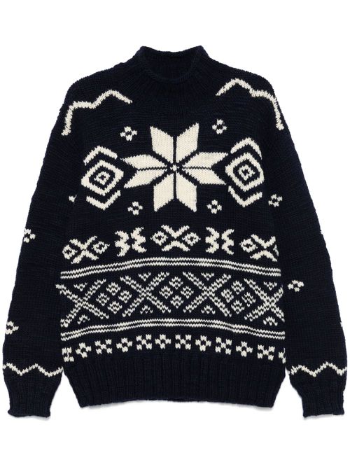 Intarsia-knit sweater - Blue