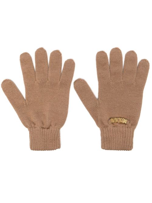 모스키노 남성 logo-lettering gloves - Neutrals 65379M2973