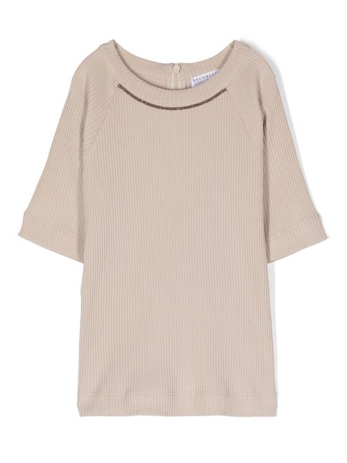 Monili-detail T-shirt - Neutrals