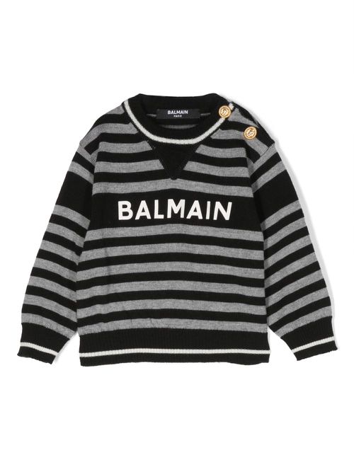 Logo-print virgin wool jumper - Black