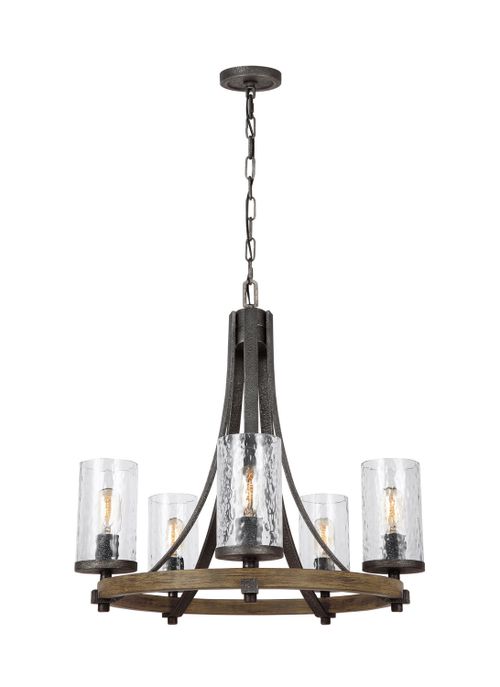 Visual Comfort Studio Angelo 5-Light Chandelier in Distressed Oak