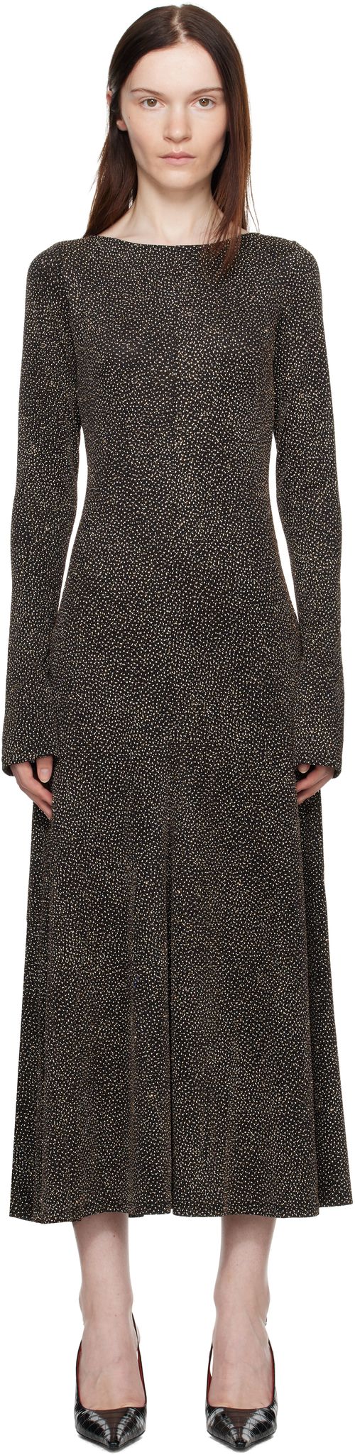 Beaufille Black & Gold Baes Open Back Maxi Dress