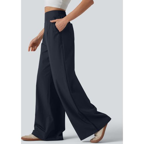 Halara High Waisted Wide Leg Casual Trousers with Pockets - Dark Sapphire - XLregular