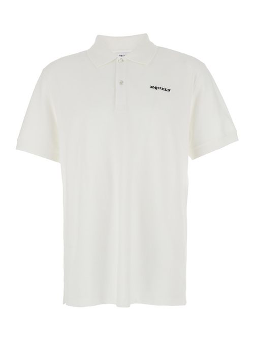White Logo Shirt Collar Polo