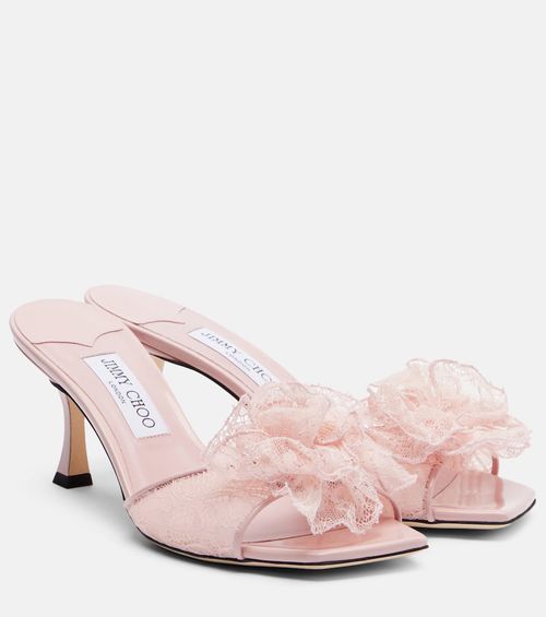 Skye Corsage floral-appliqué lace mules