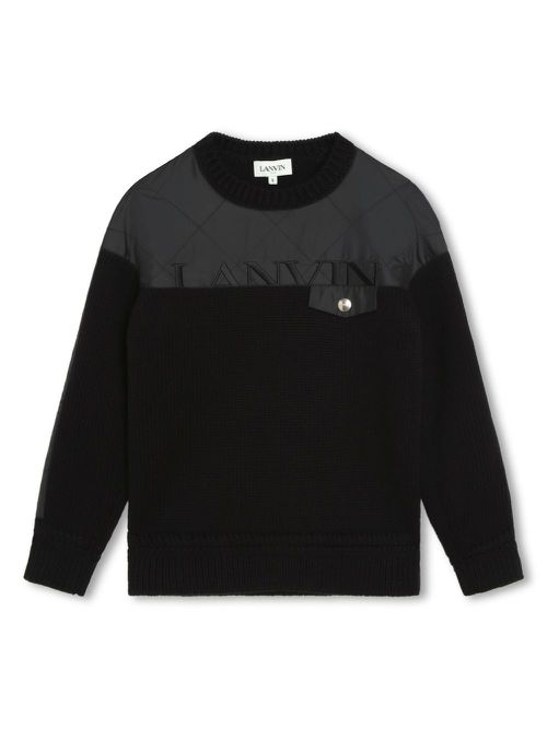 Logo-embroidered panelled pullover - Black
