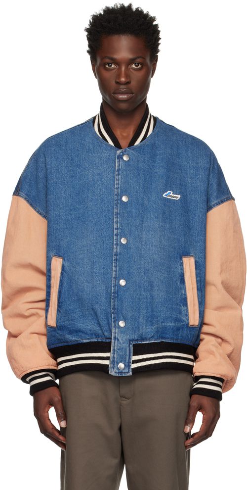 Blue varsity denim jacket