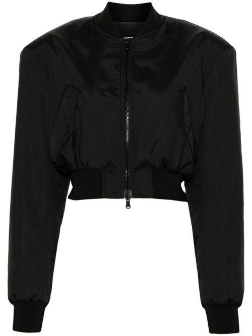 Zip-up cropped bomber jacket - Black