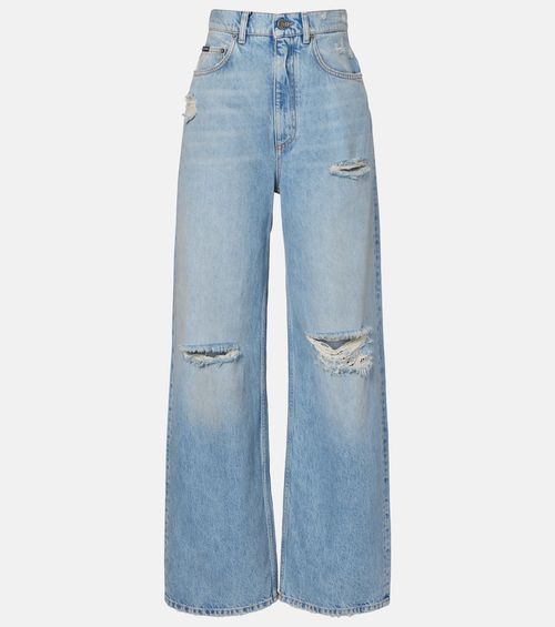 Distressed wide-leg jeans