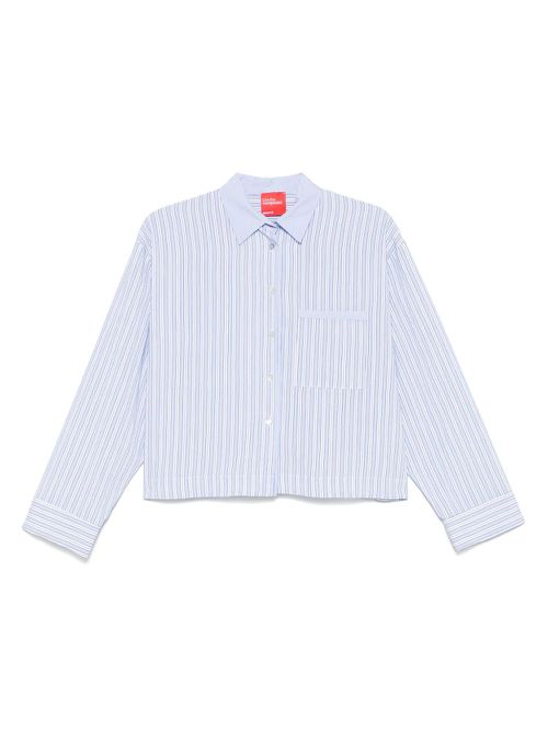 Cropped striped shirt - White