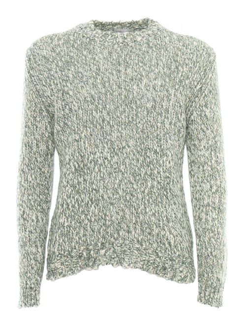 Macro Tweed Knitted Round Neck Sweater