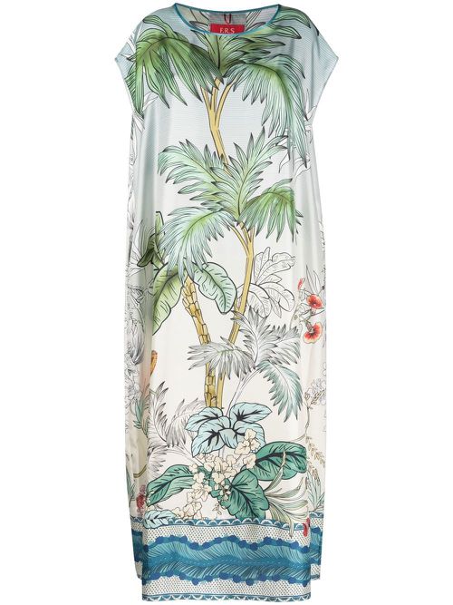 Graphic-print silk maxi dress - Neutrals