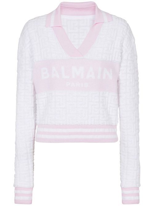 PB monogram-jacquard polo shirt - Pink