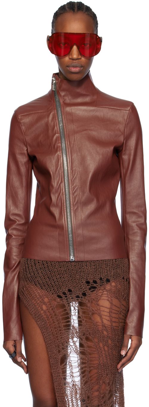 Rick Owens Brown Gary Leather Jacket