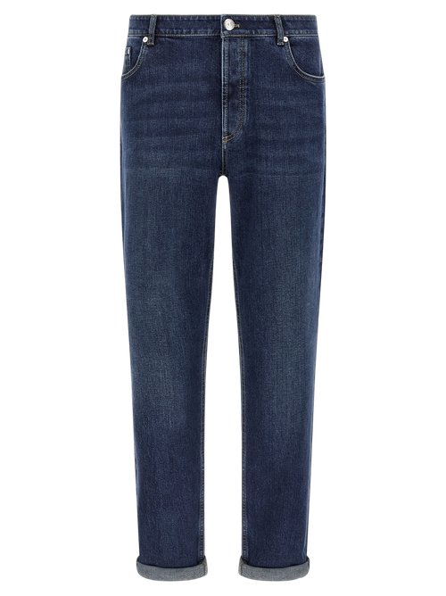 Straight-Leg Cotton Jeans — Blue