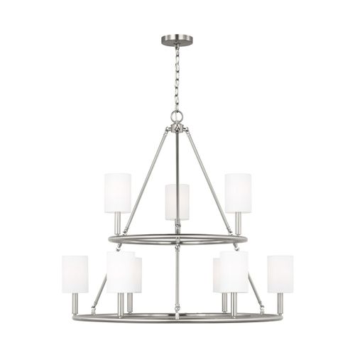 Brushed Steel Nine Light Chandelier from the Egmont Collection
