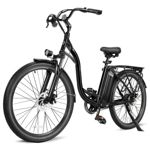 "350W Adult Electric Bike with Removable Battery, 26"" Wheels, Carbon Steel Frame, 3 Ride Modes & Led Headlights - Black"