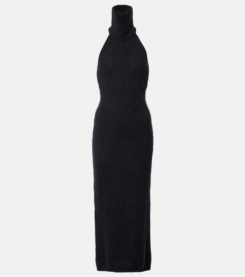 Halterneck mohair-blend maxi dress