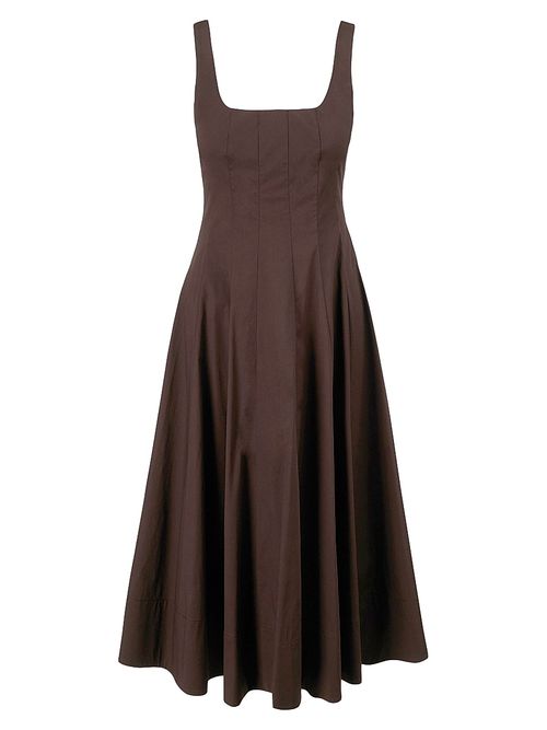 Women's Wells Seamed Stretch Cotton Midi-Dress - Earth