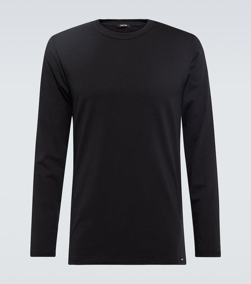 Long-sleeve cotton-blend T-shirt