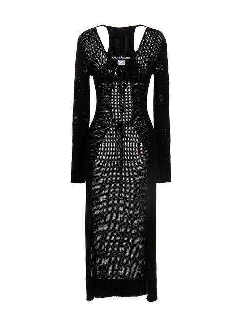 Openwork Viscose Cardigan — Black