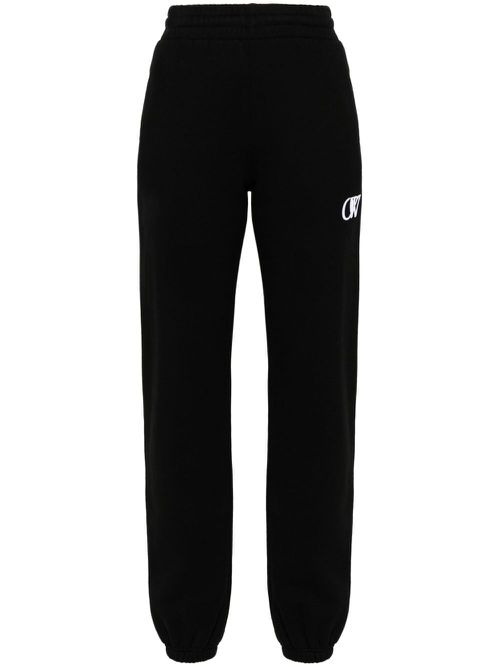 Embroidered-logo cotton pants - Black