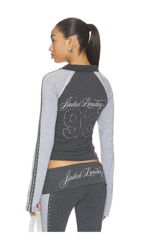 Jaded London Football Baby Tee Studded in Grey. S. Also in XS, M