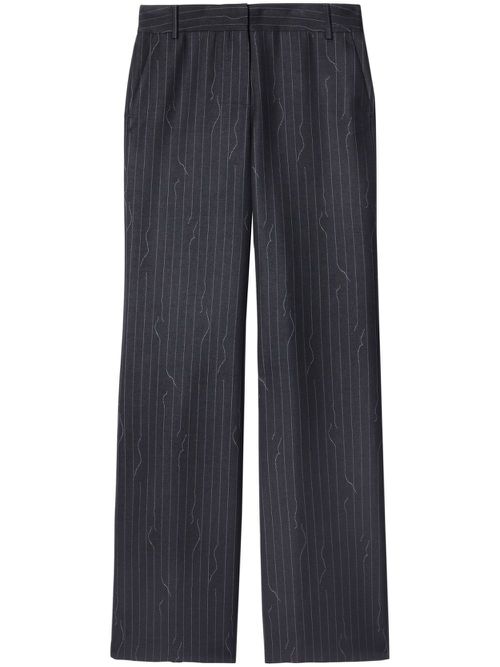 Pinstripe-pattern virgin wool-blend trousers - Grey