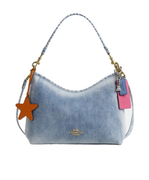LAUREL SHOULDER BAG IN LOVED DENIM WITH CHARMS