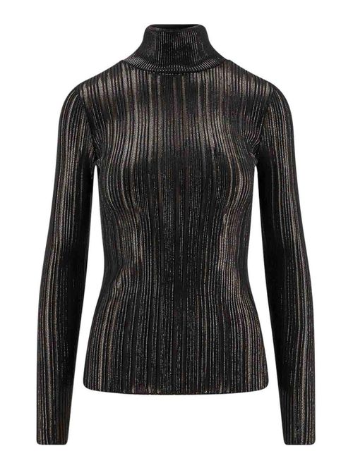 High neck shirt in metal fabric