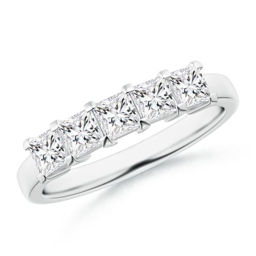 Angara 1.0 Carat Classic Five Stone Princess Diamond Wedding Ring for Her in 14K White Gold
