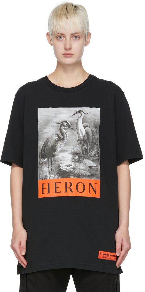 헤론 프레스톤 여성 블랙 오가닉 코튼 티셔츠